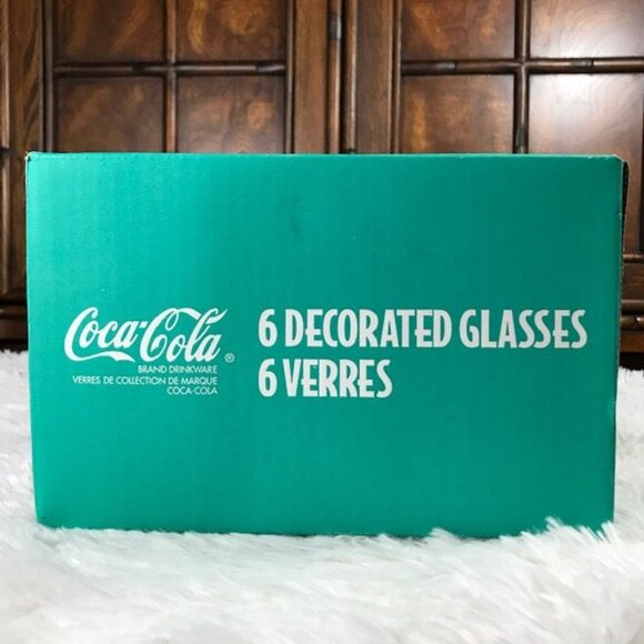 NWOT Set of 6 Vintage Coca-Cola 'Cubs and Seal' Decorated 16oz Glasses Set - Picture 13 of 16